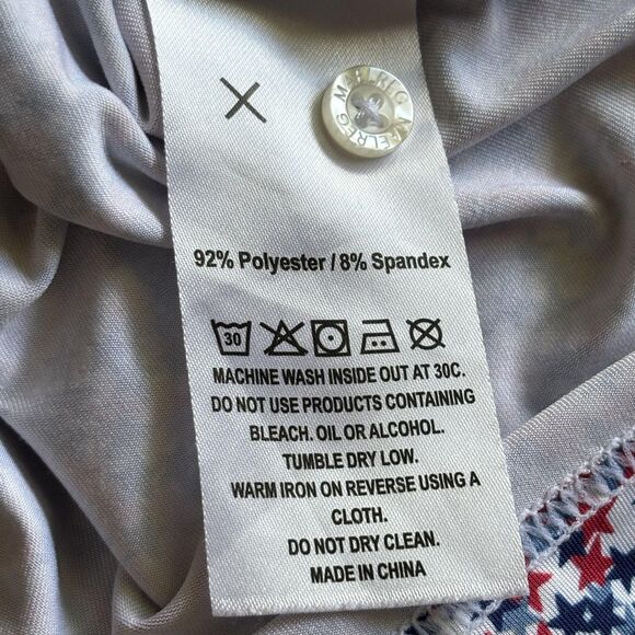 MAELREG Polo Shirt Mens Large Red White Blue Stars Performance Golf Stretch - Picture 9 of 10